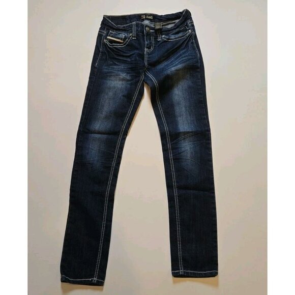 ZCO Womens Embellished Dark Denim Jeans 3 Rhinestone 26 X 30 Stretchy Straight - Picture 7 of 8